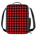Red And Black Buffalo Check Print Crossbody Lunch Bag