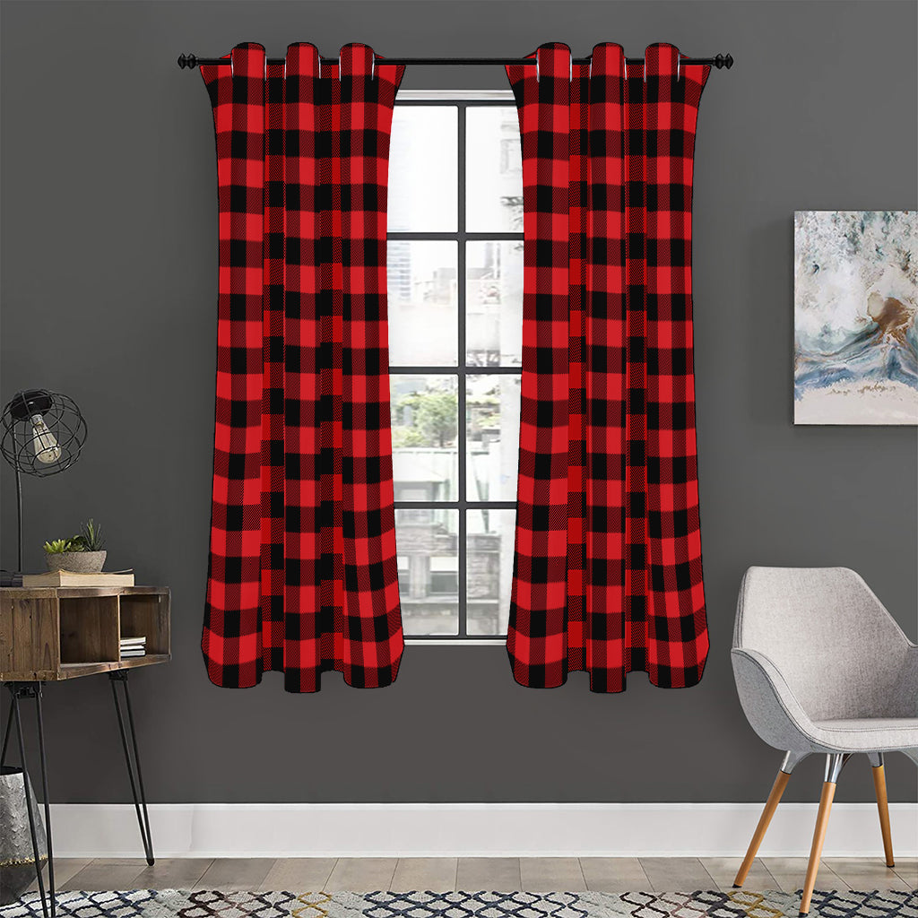 Red And Black Buffalo Check Print Curtain