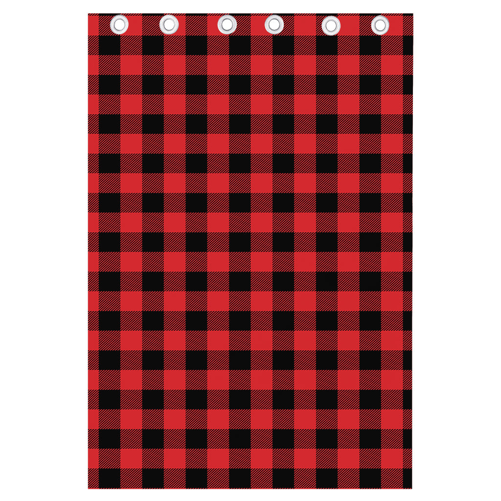 Red And Black Buffalo Check Print Curtain