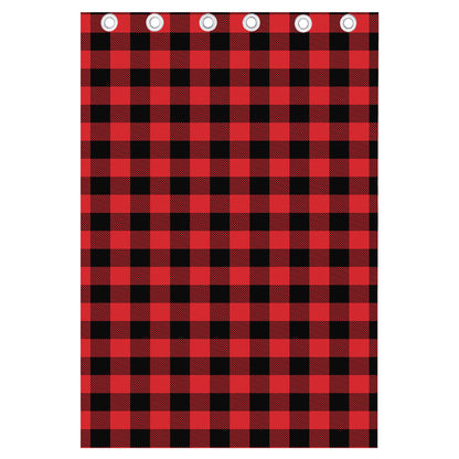 Red And Black Buffalo Check Print Curtain