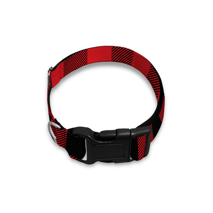 Red And Black Buffalo Check Print Dog Collar
