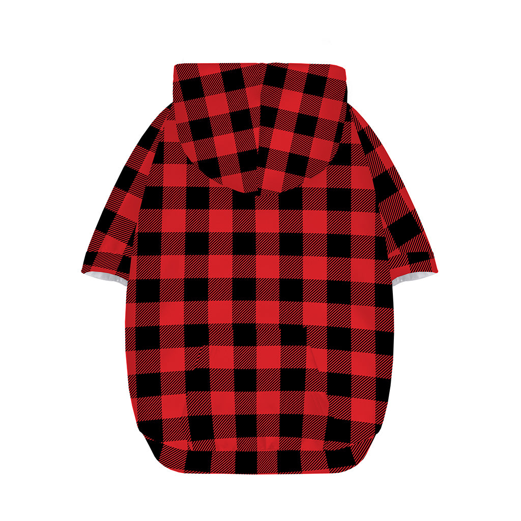 Red And Black Buffalo Check Print Dog Zip Up Hoodie