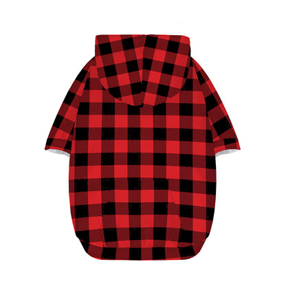 Red And Black Buffalo Check Print Dog Zip Up Hoodie