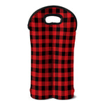 Red And Black Buffalo Check Print Double Neoprene Wine Tote