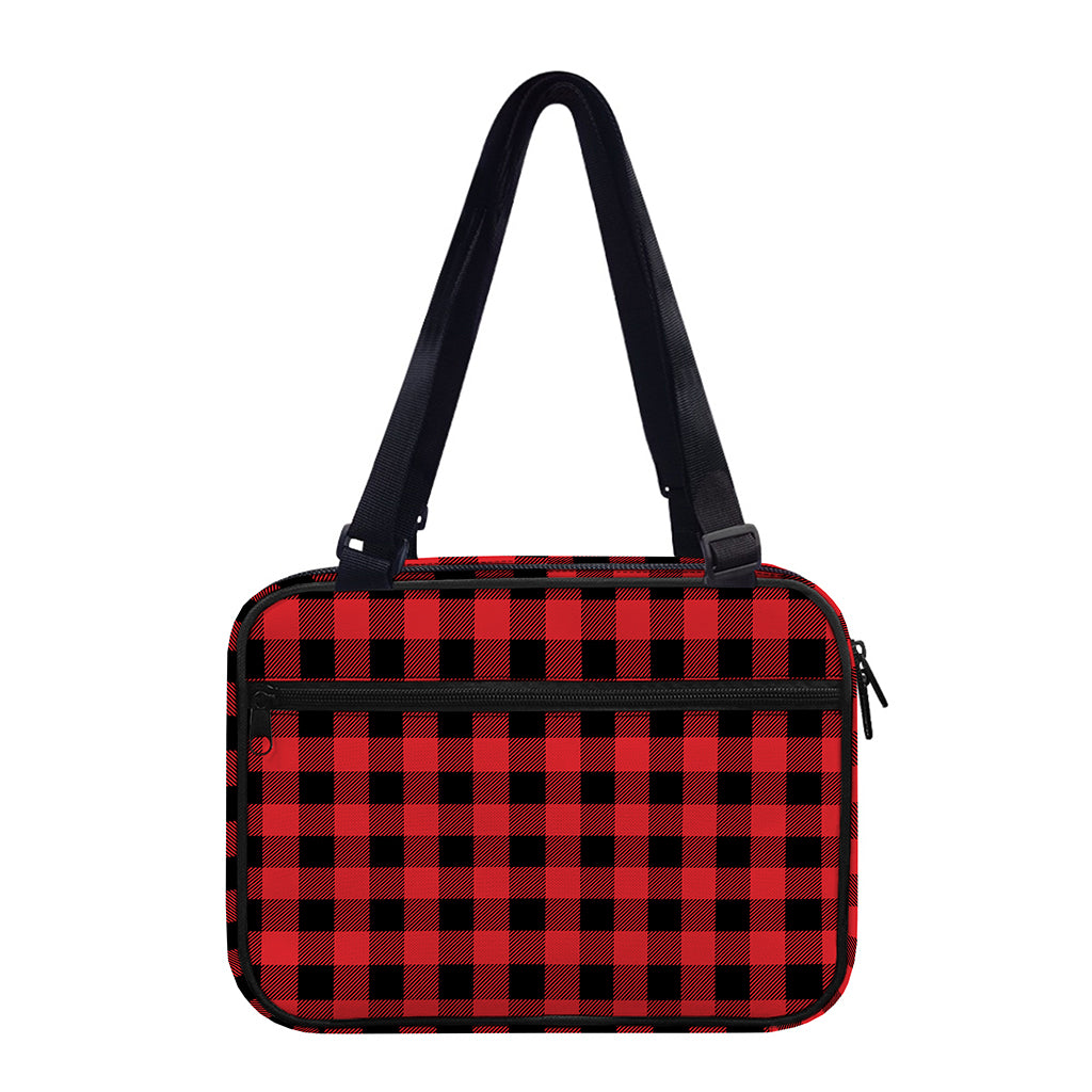 Red And Black Buffalo Check Print Double Strap Bible Bag