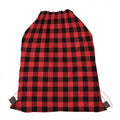 Red And Black Buffalo Check Print Drawstring Bag