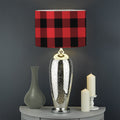 Red And Black Buffalo Check Print Drum Lamp Shade