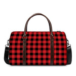 Red And Black Buffalo Check Print Duffle Bag