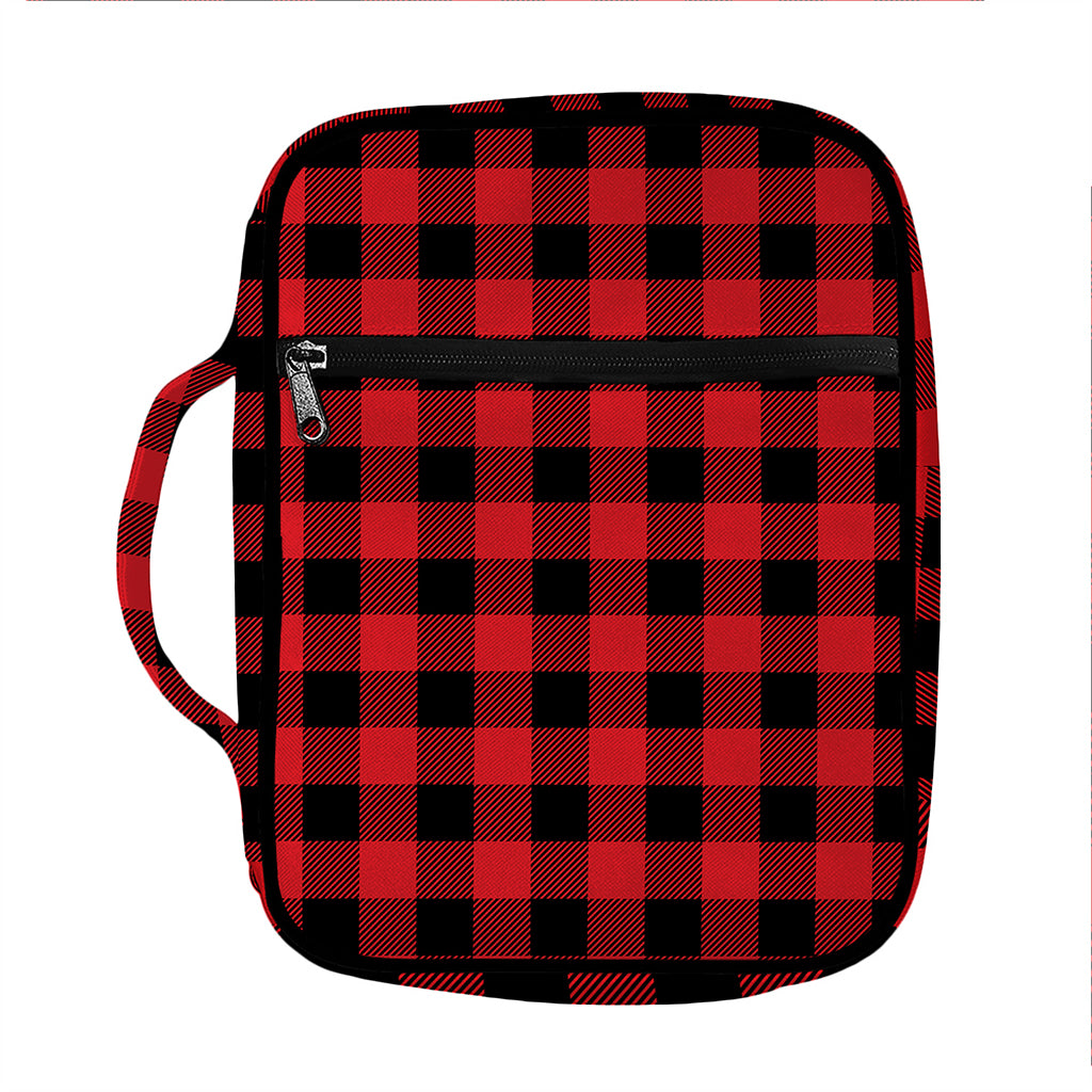 Red And Black Buffalo Check Print Front Pocket Bible Bag