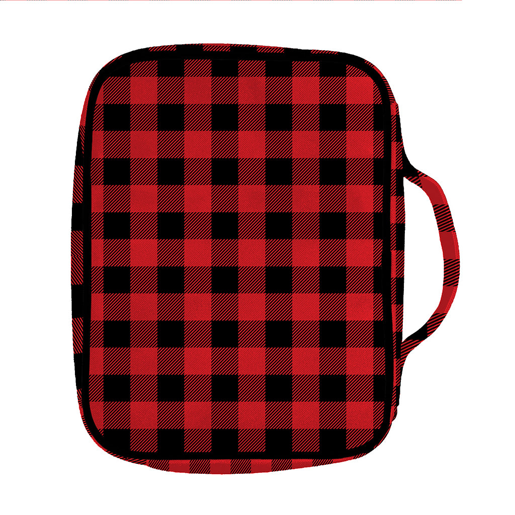 Red And Black Buffalo Check Print Front Pocket Bible Bag