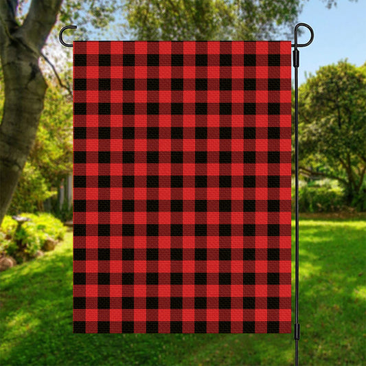 Red And Black Buffalo Check Print Garden Flag