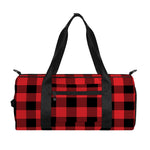 Red And Black Buffalo Check Print Gym Bag