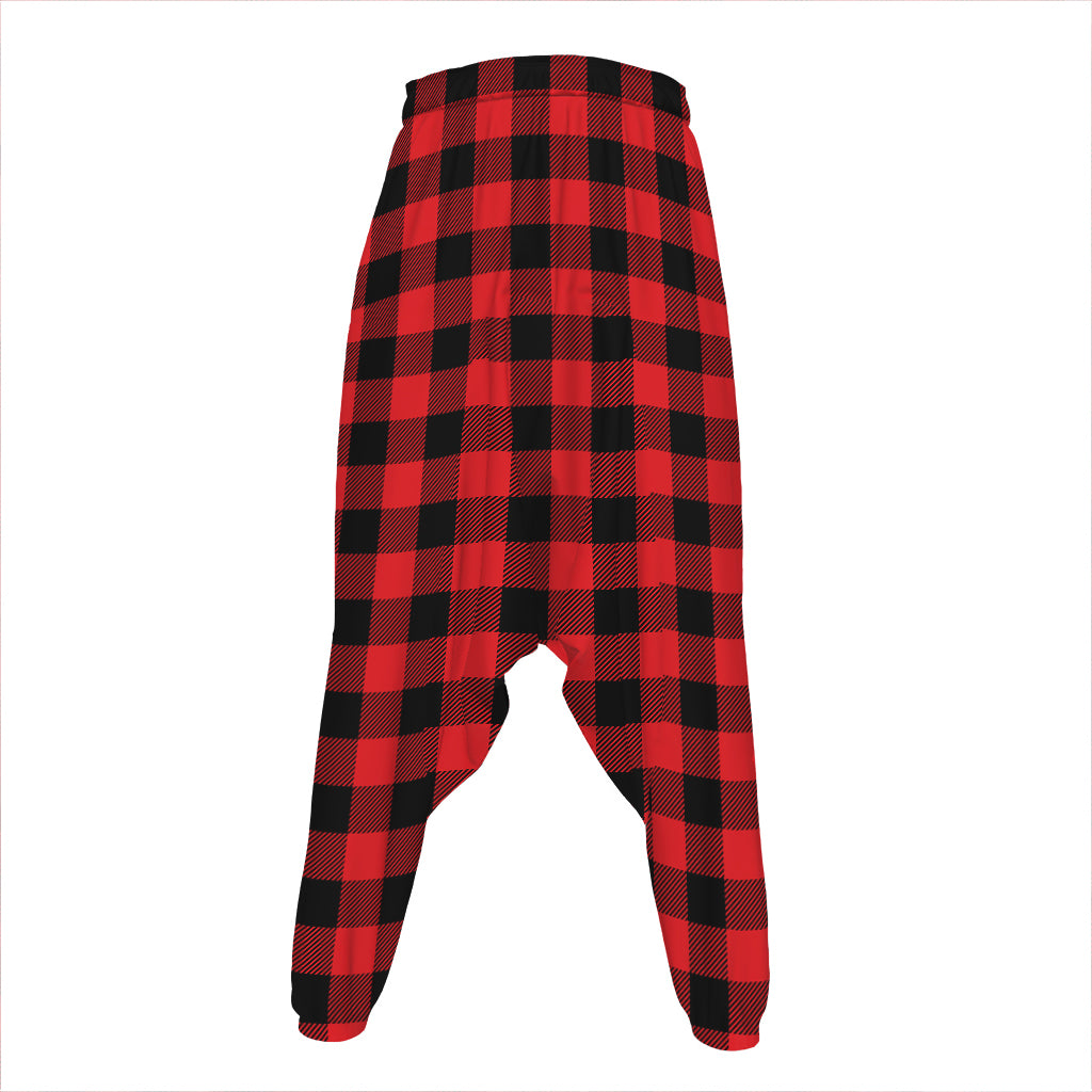 Red And Black Buffalo Check Print Hammer Pants