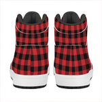 Red And Black Buffalo Check Print High Top Leather Sneakers
