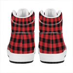 Red And Black Buffalo Check Print High Top Leather Sneakers