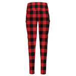 Red And Black Buffalo Check Print High-Waisted Pocket Leggings