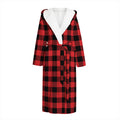 Red And Black Buffalo Check Print Hooded Bathrobe