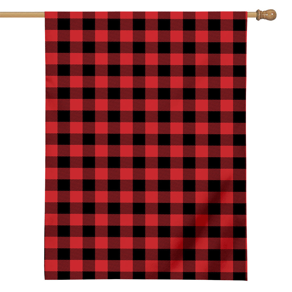 Red And Black Buffalo Check Print House Flag