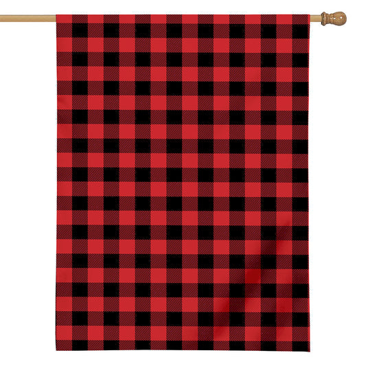 Red And Black Buffalo Check Print House Flag