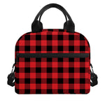 Red And Black Buffalo Check Print Insulated Lunch Bag