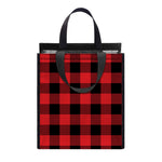Red And Black Buffalo Check Print Insulated Lunch Tote