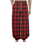 Red And Black Buffalo Check Print Lantern Pants