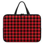 Red And Black Buffalo Check Print Laptop Sleeve With Handle
