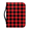 Red And Black Buffalo Check Print Leather Bible Cover