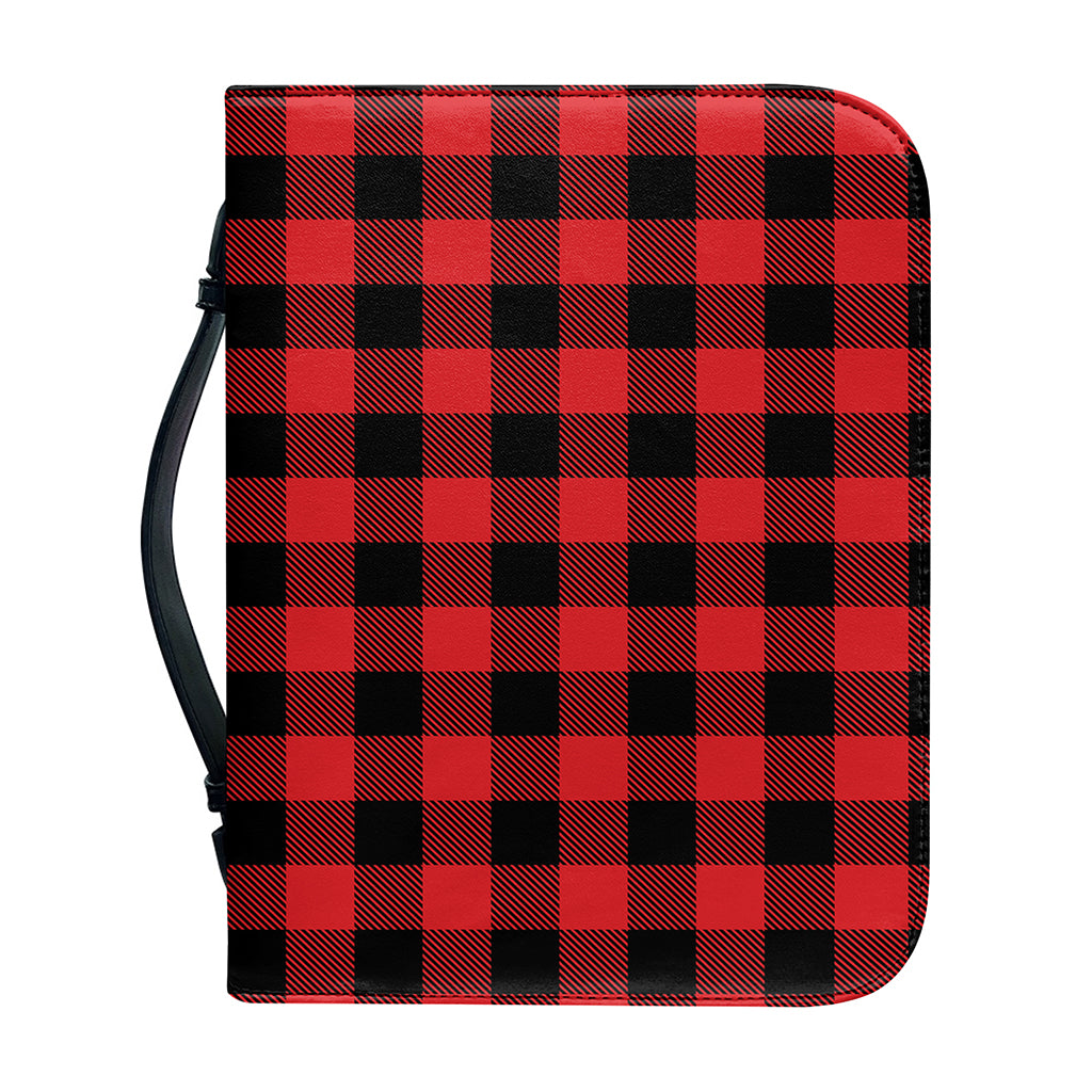 Red And Black Buffalo Check Print Leather Bible Cover