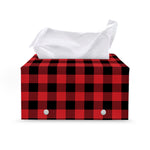 Red And Black Buffalo Check Print Leather Tissue Box Cover