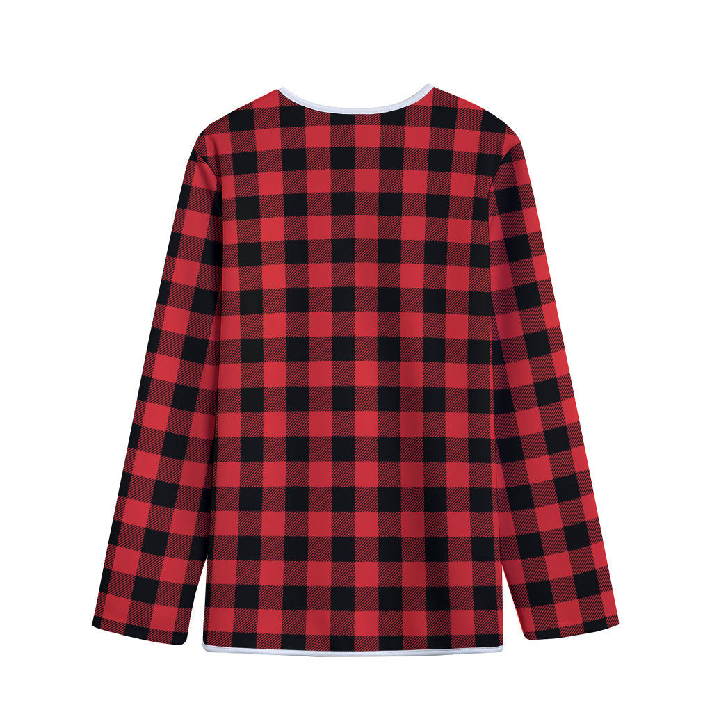 Red And Black Buffalo Check Print Long Sleeve Short Coat