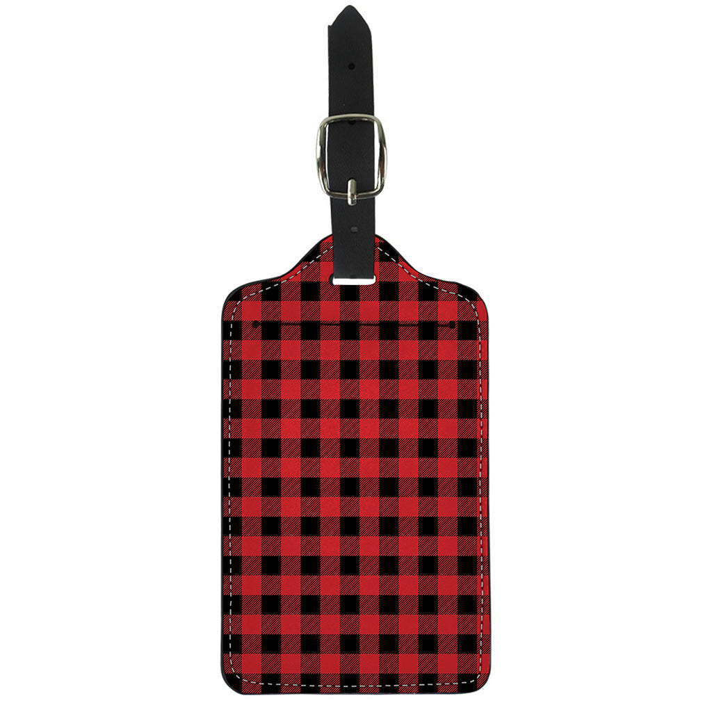 Red And Black Buffalo Check Print Luggage Tag