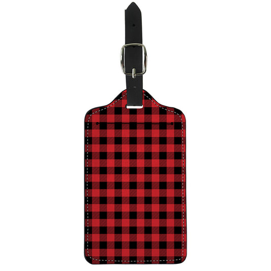 Red And Black Buffalo Check Print Luggage Tag