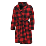 Red And Black Buffalo Check Print Men's Bathrobe