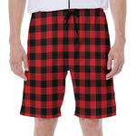 Red And Black Buffalo Check Print Men's Beach Shorts
