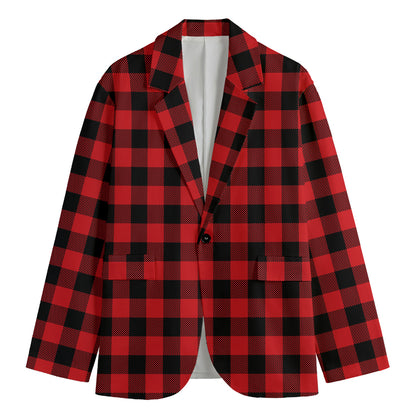 Red And Black Buffalo Check Print Men's Blazer