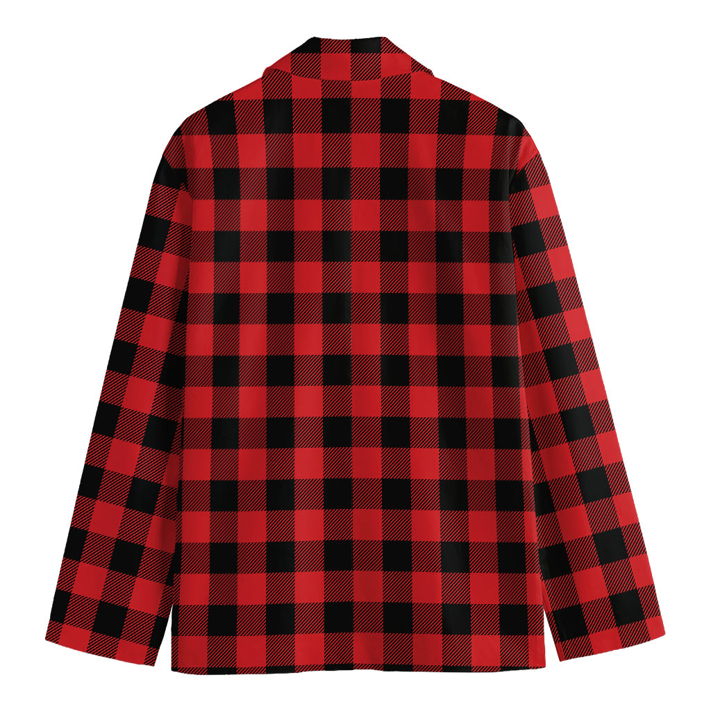 Red And Black Buffalo Check Print Men's Blazer