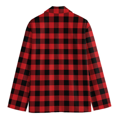 Red And Black Buffalo Check Print Men's Blazer