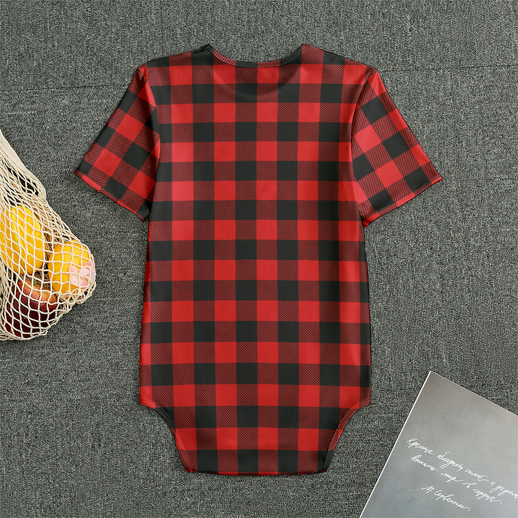 Red And Black Buffalo Check Print Men's Bodysuit