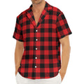 Red And Black Buffalo Check Print Men's Deep V-Neck Shirt
