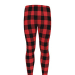 Red And Black Buffalo Check Print Men's leggings