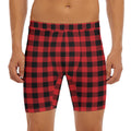 Red And Black Buffalo Check Print Men's Long Boxer Briefs