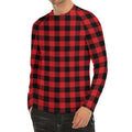 Red And Black Buffalo Check Print Men's Long Sleeve Rash Guard