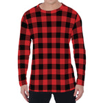 Red And Black Buffalo Check Print Men's Long Sleeve T-Shirt