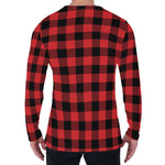 Red And Black Buffalo Check Print Men's Long Sleeve T-Shirt