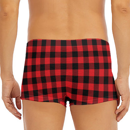 Red And Black Buffalo Check Print Men's Short Boxer Briefs