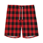 Red And Black Buffalo Check Print Men's Sports Shorts