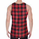 Red And Black Buffalo Check Print Men's Velvet Tank Top