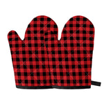 Red And Black Buffalo Check Print Oven Mitts