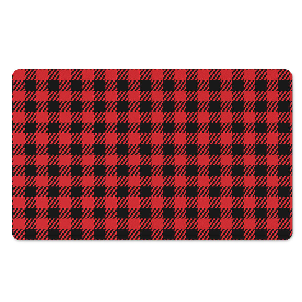 Red And Black Buffalo Check Print Polyester Doormat